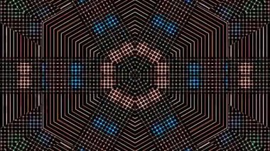 3D animasyon güzel video renkli soyut parlak ışık enerjisi 4K düz çizgi dalgaları merkezde yuvarlak ışık efekti, siyah arkaplan