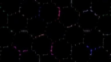 3D soyut parlak çizgiler, dalga, renkli, siyah arkaplan