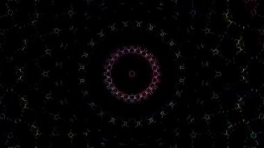 3D animasyon güzel video renkli soyut parlak ışık enerjisi 4K düz çizgi dalgaları merkezde yuvarlak ışık efekti, siyah arkaplan