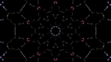 3D animasyon güzel video renkli soyut parlak ışık enerjisi 4K düz çizgi dalgaları merkezde yuvarlak ışık efekti, siyah arkaplan