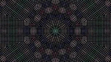 3D animasyon güzel video renkli soyut parlak ışık enerjisi 4K düz çizgi dalgaları merkezde yuvarlak ışık efekti, siyah arkaplan