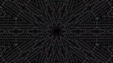 3D animasyon güzel video renkli soyut parlak ışık enerjisi 4K düz çizgi dalgaları merkezde yuvarlak ışık efekti, siyah arkaplan