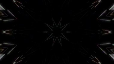 3D animasyon güzel video renkli soyut parlak ışık enerjisi 4K düz çizgi dalgaları merkezde yuvarlak ışık efekti, siyah arkaplan