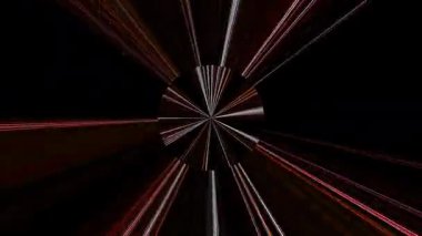 3D animasyon güzel video renkli soyut parlak ışık enerjisi 4K düz çizgi dalgaları merkezde yuvarlak ışık efekti, siyah arkaplan