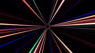 3D soyut parlak çizgiler, dalga, renkli, siyah arkaplan