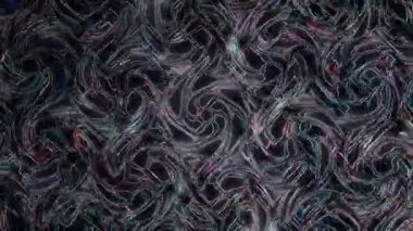 3D shining bright dots set colorful line wave motion, on black background