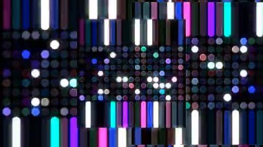 3D shining bright dots set colorful line wave motion, on black background