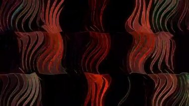 3D Animated digital abstract. Colorful curved and circular lines on black background, seamless loop