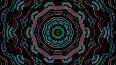 Soyut Kaleydoskop deseni tam renklerle. Sihirli mandala. 4k
