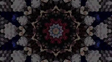 Soyut Kaleydoskop deseni tam renklerle. Sihirli mandala. 4k