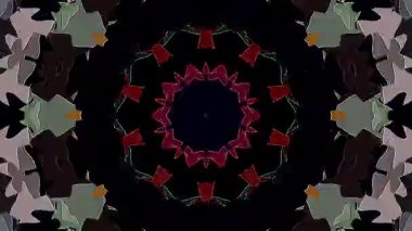 3D animasyon güzel video renkli soyut parlak ışık enerjisi 4K düz çizgi dalgaları merkezde yuvarlak ışık efekti, siyah arkaplan