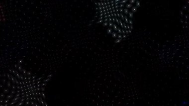 3D shining bright dots set colorful line wave motion, on black background