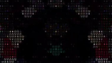 3D shining bright dots set colorful line wave motion, on black background