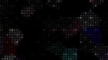 3D shining bright dots set colorful line wave motion, on black background