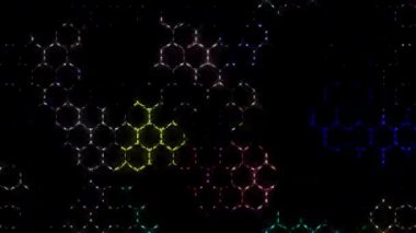 güzel renkli video soyut parlak ışık enerjisi 4K düz çizgi dalgaları siyah arkaplan üzerinde parıldayan ışık etkisi