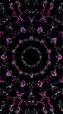 3D animasyon dikey güzel video soyut parlak ışık enerjisi 4K soyut çizgiler merkezde parlayan renkli ışık, siyah arkaplan