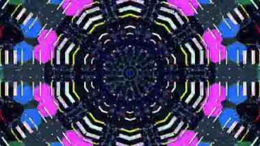 Soyut Kaleydoskop deseni tam renklerle. Sihirli mandala. 4k