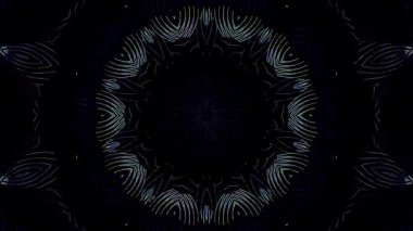 3D animasyon güzel video renkli soyut parlak ışık enerjisi 4K düz çizgi dalgaları merkezde yuvarlak ışık efekti, siyah arkaplan