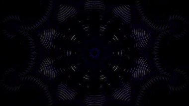 3D animasyon güzel video renkli soyut parlak ışık enerjisi 4K düz çizgi dalgaları merkezde yuvarlak ışık efekti, siyah arkaplan