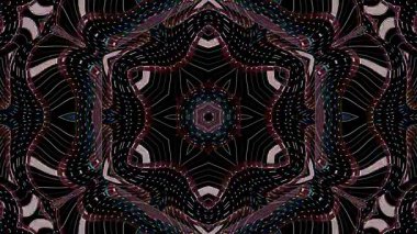 3D animasyon güzel video renkli soyut parlak ışık enerjisi 4K düz çizgi dalgaları merkezde yuvarlak ışık efekti, siyah arkaplan