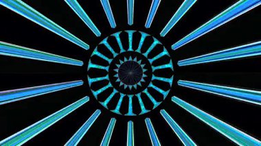 3D animasyon güzel video renkli soyut parlak ışık enerjisi 4K düz çizgi dalgaları merkezde yuvarlak ışık efekti, siyah arkaplan