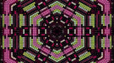 Soyut Kaleydoskop deseni tam renklerle. Sihirli mandala. 4k