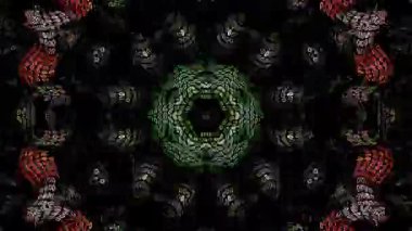 Soyut Kaleydoskop deseni tam renklerle. Sihirli mandala. 4k