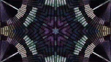 3D animasyon güzel video renkli soyut parlak ışık enerjisi 4K düz çizgi dalgaları merkezde yuvarlak ışık efekti, siyah arkaplan