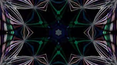 3D animasyon güzel video renkli soyut parlak ışık enerjisi 4K düz çizgi dalgaları merkezde yuvarlak ışık efekti, siyah arkaplan