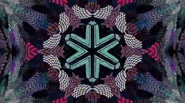 Soyut Kaleydoskop deseni tam renklerle. Sihirli mandala. 4k