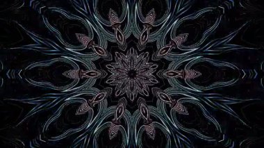 3D animasyon güzel video renkli soyut parlak ışık enerjisi 4K düz çizgi dalgaları merkezde yuvarlak ışık efekti, siyah arkaplan