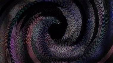 3D animasyon güzel video renkli soyut parlak ışık enerjisi 4K düz çizgi dalgaları merkezde yuvarlak ışık efekti, siyah arkaplan