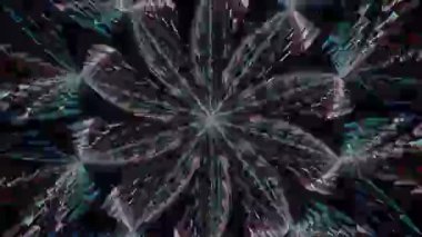 3D animasyon güzel video renkli soyut parlak ışık enerjisi 4K düz çizgi dalgaları merkezde yuvarlak ışık efekti, siyah arkaplan