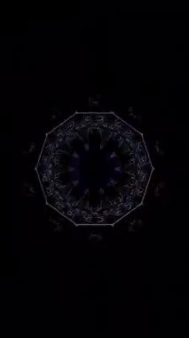 3D animasyon güzel video renkli soyut parlak ışık enerjisi 4K düz çizgi dalgaları merkezde yuvarlak ışık efekti, siyah arkaplan