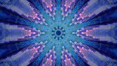 3D animasyon güzel video renkli soyut parlak ışık enerjisi 4K düz çizgi dalgaları merkezde yuvarlak ışık efekti, siyah arkaplan