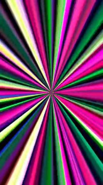 3D animasyon dikey güzel video soyut parlak ışık enerjisi 4K soyut çizgiler merkezde parlayan renkli ışık, siyah arkaplan