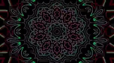 Soyut Kaleydoskop deseni tam renklerle. Sihirli mandala. 4k