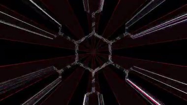 3D soyut parlak çizgiler, dalga, renkli, siyah arkaplan