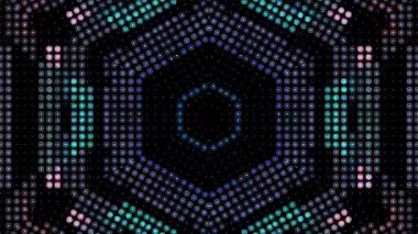 3D animasyon güzel video renkli soyut parlak ışık enerjisi 4K düz çizgi dalgaları merkezde yuvarlak ışık efekti, siyah arkaplan