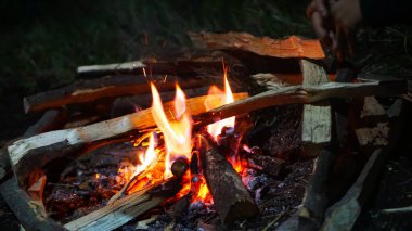 Ormanda geleneksel kamp ateşi, kendine güvenmeyi, macerayı ve ilkel açık havada yaşamayı simgeliyor.