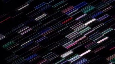 3D soyut parlak çizgiler, dalga, renkli, siyah arkaplan