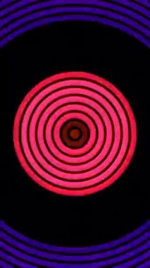 3D animasyon dikey güzel video soyut parlak ışık enerjisi 4K soyut çizgiler merkezde parlayan renkli ışık, siyah arkaplan