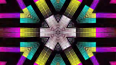 3D animasyon güzel video renkli soyut parlak ışık enerjisi 4K düz çizgi dalgaları merkezde yuvarlak ışık efekti, siyah arkaplan