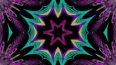 Soyut Kaleydoskop deseni tam renklerle. Sihirli mandala. 4k