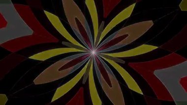 3D animasyon güzel video renkli soyut parlak ışık enerjisi 4K düz çizgi dalgaları merkezde yuvarlak ışık efekti, siyah arkaplan