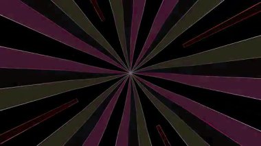 3D animasyon güzel video renkli soyut parlak ışık enerjisi 4K düz çizgi dalgaları merkezde yuvarlak ışık efekti, siyah arkaplan