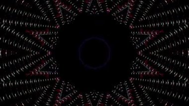 3D animasyon güzel video renkli soyut parlak ışık enerjisi 4K düz çizgi dalgaları merkezde yuvarlak ışık efekti, siyah arkaplan