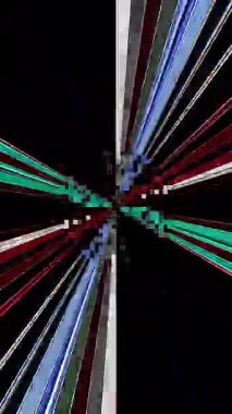 3D animasyon dikey güzel video soyut parlak ışık enerjisi 4K soyut çizgiler merkezde parlayan renkli ışık, siyah arkaplan