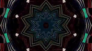 3D animasyon güzel video renkli soyut parlak ışık enerjisi 4K düz çizgi dalgaları merkezde yuvarlak ışık efekti, siyah arkaplan