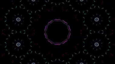 3D animasyon güzel video renkli soyut parlak ışık enerjisi 4K düz çizgi dalgaları merkezde yuvarlak ışık efekti, siyah arkaplan